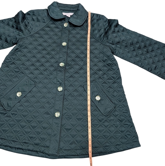 Hill House The Quilt Coat Dark Green Satin Size Medium - Picture 5 of 10